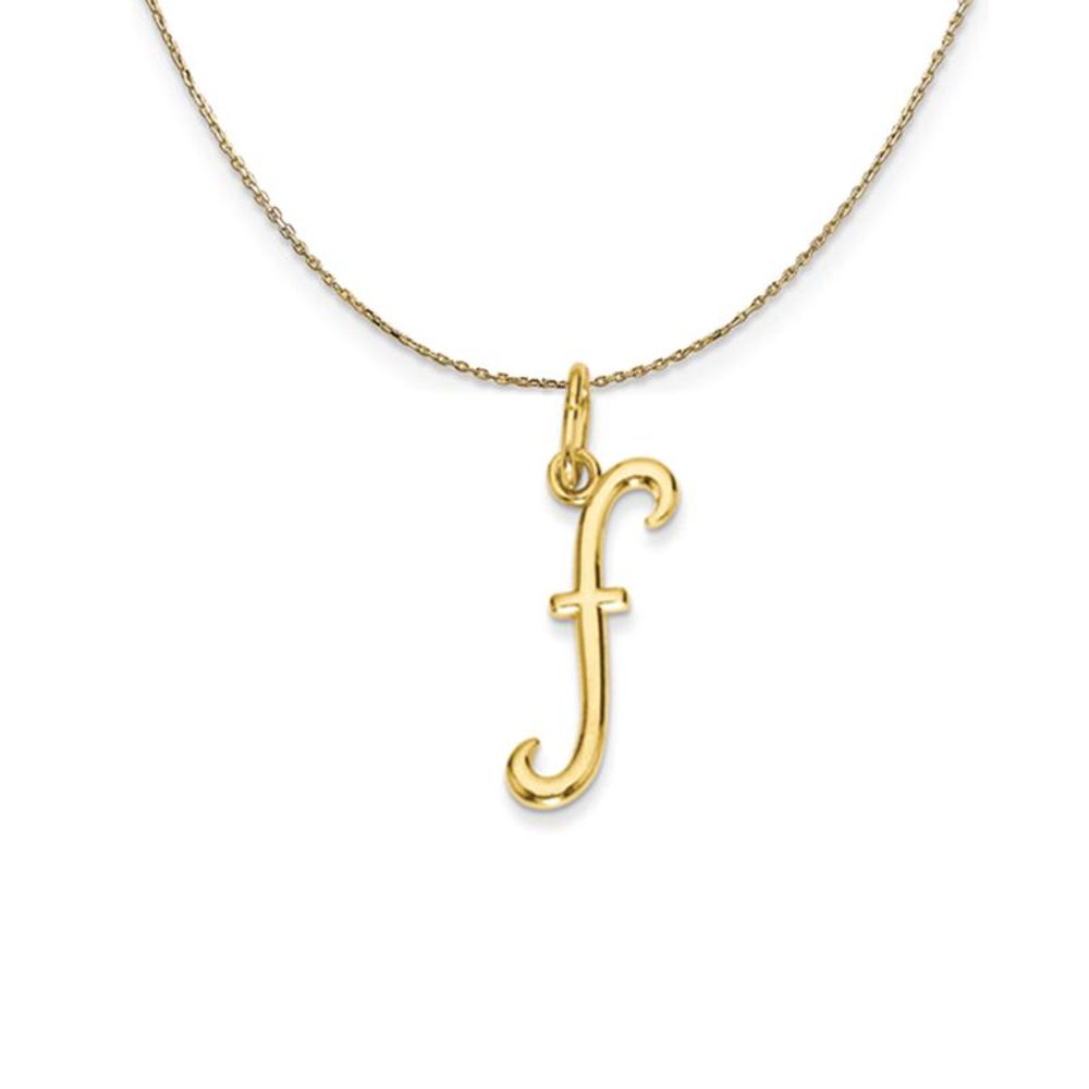 14k Yellow Gold, Claire Mini Lower Case Initial F Necklace - 16 Inch
